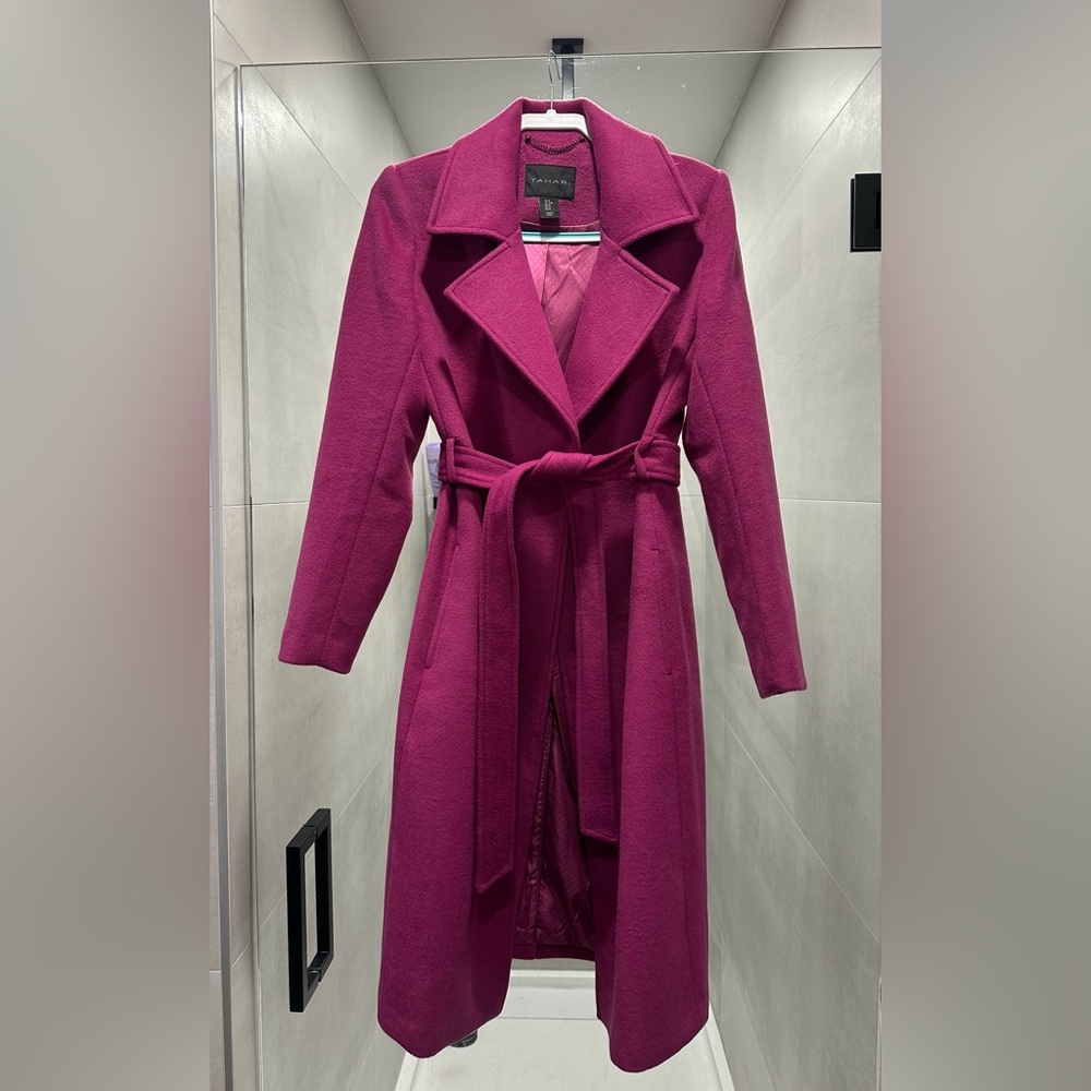 Elie Tahari Magenta Belted Coat